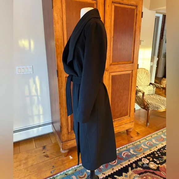 Cole Haan Women's Black Signature Draped Front Wrap Coat Size 8 - Picture 10 of 15